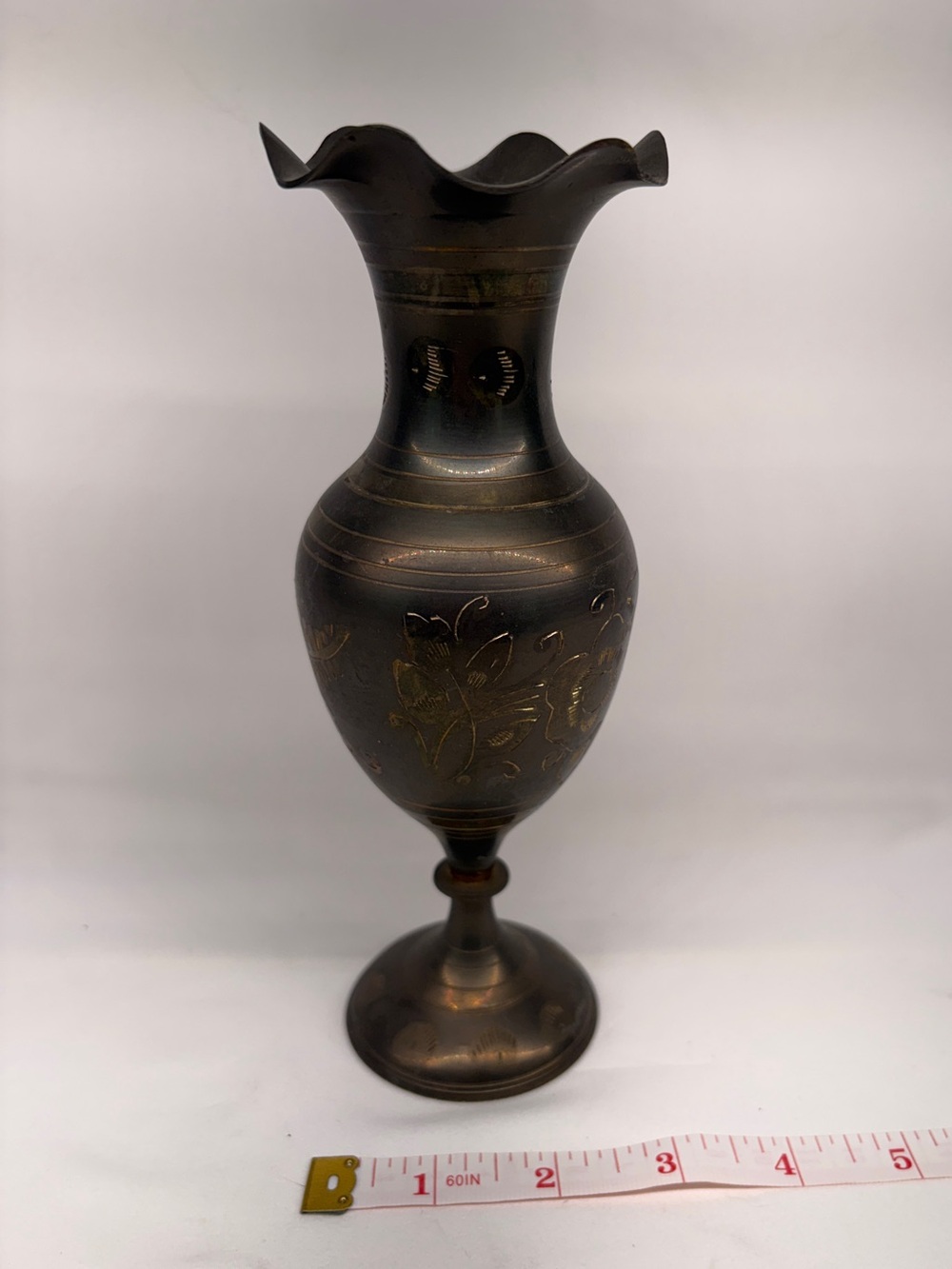 Decorative Bronze-Tone Floral Pedestal Vase - Home Accents